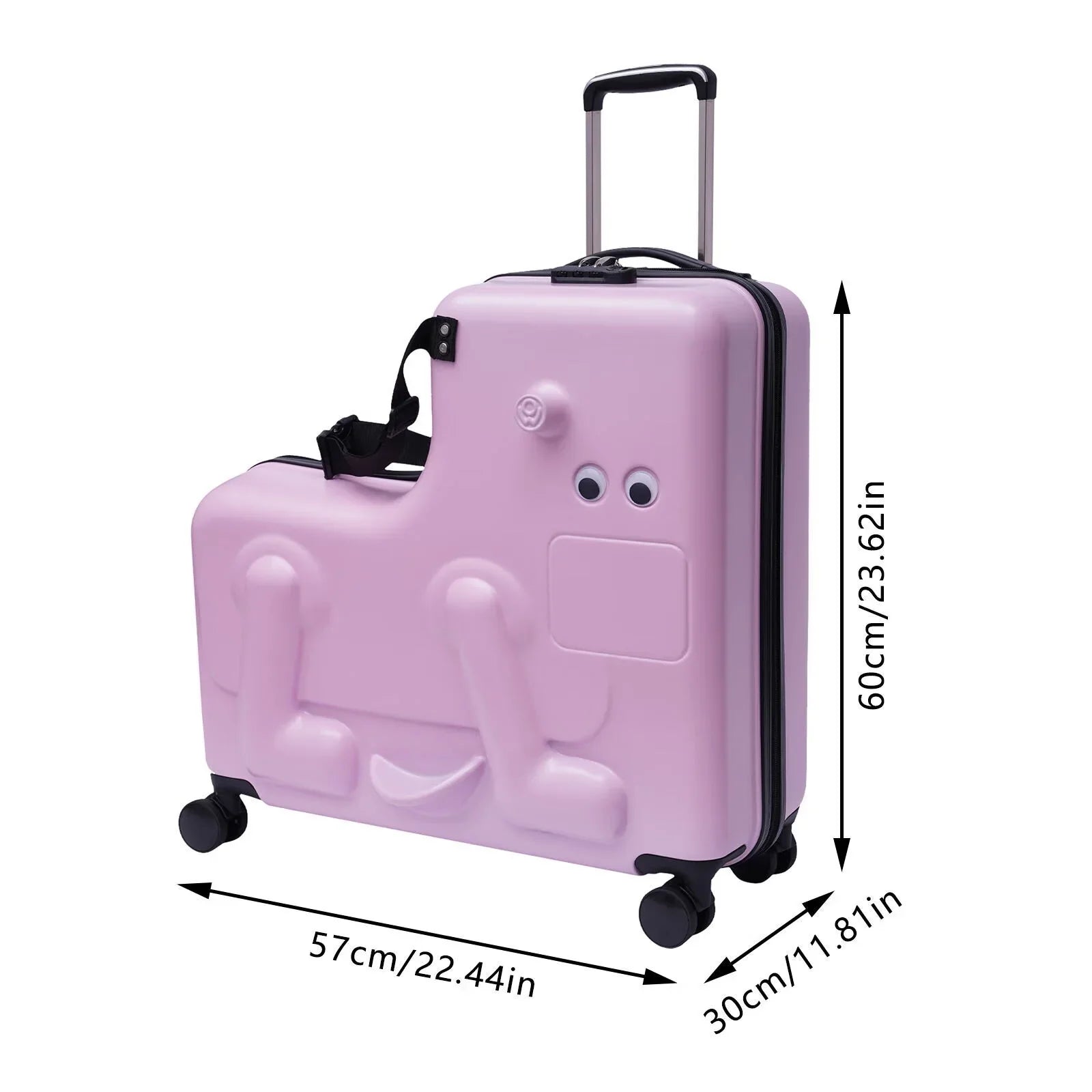 Wuzstar 24" Kid's Ride-on Travel Suitcase Portable Universal Wheel Waterproof Luggage,+ Aged 4-12 Years(Pink)