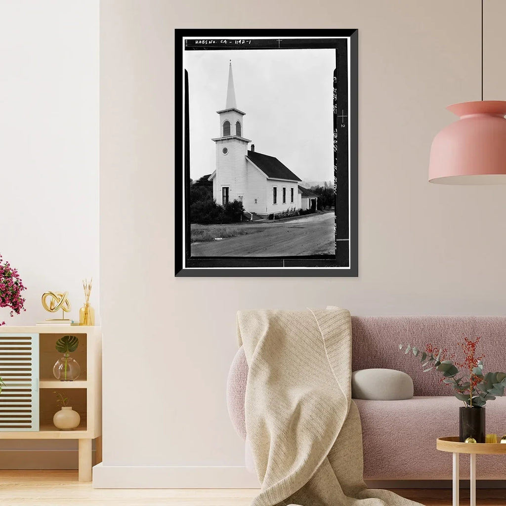 Historic Framed Print, Congregational Church, Soquel, Santa Cruz County, , 17-7/8" x 21-7/8"