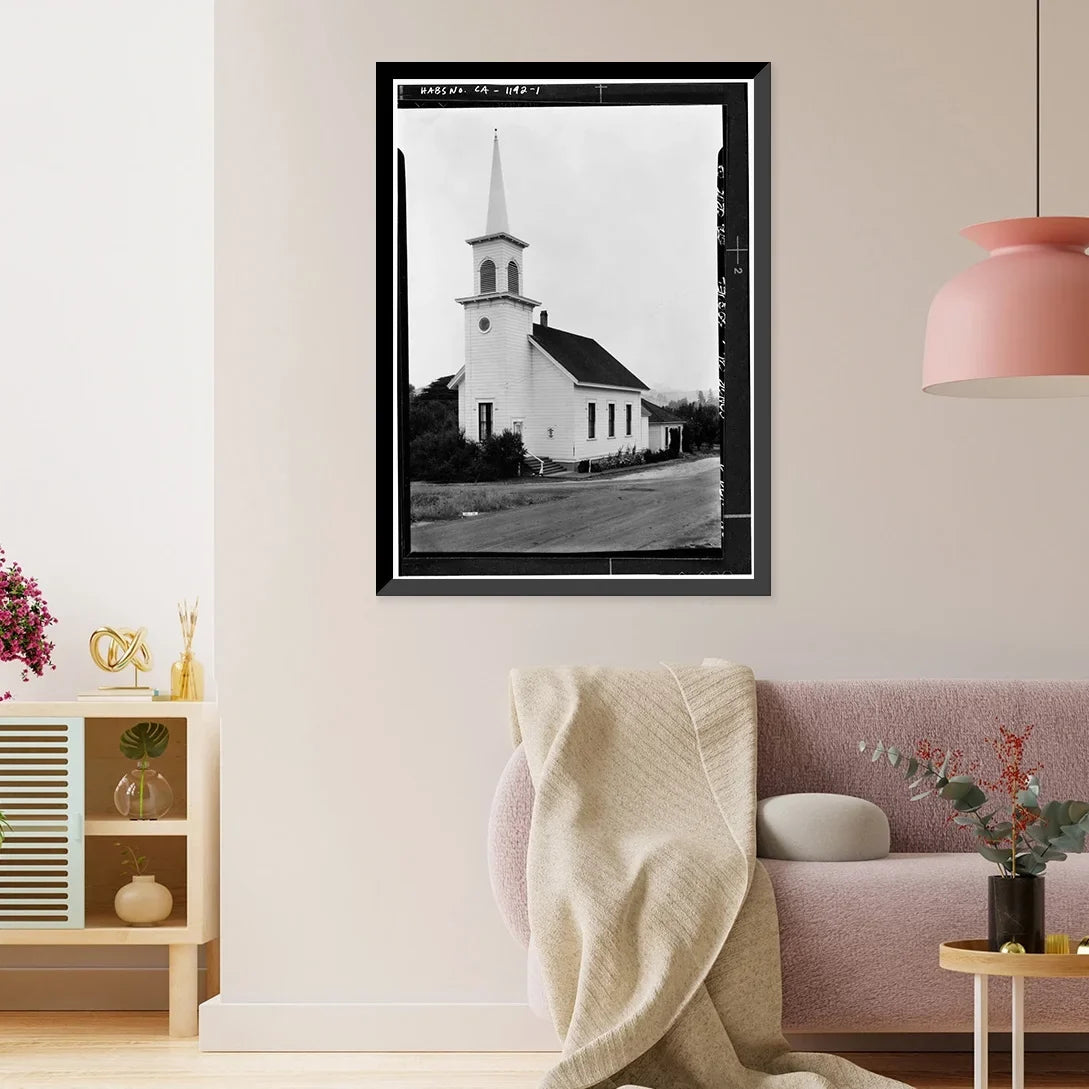 Historic Framed Print, Congregational Church, Soquel, Santa Cruz County, , 17-7/8" x 21-7/8"