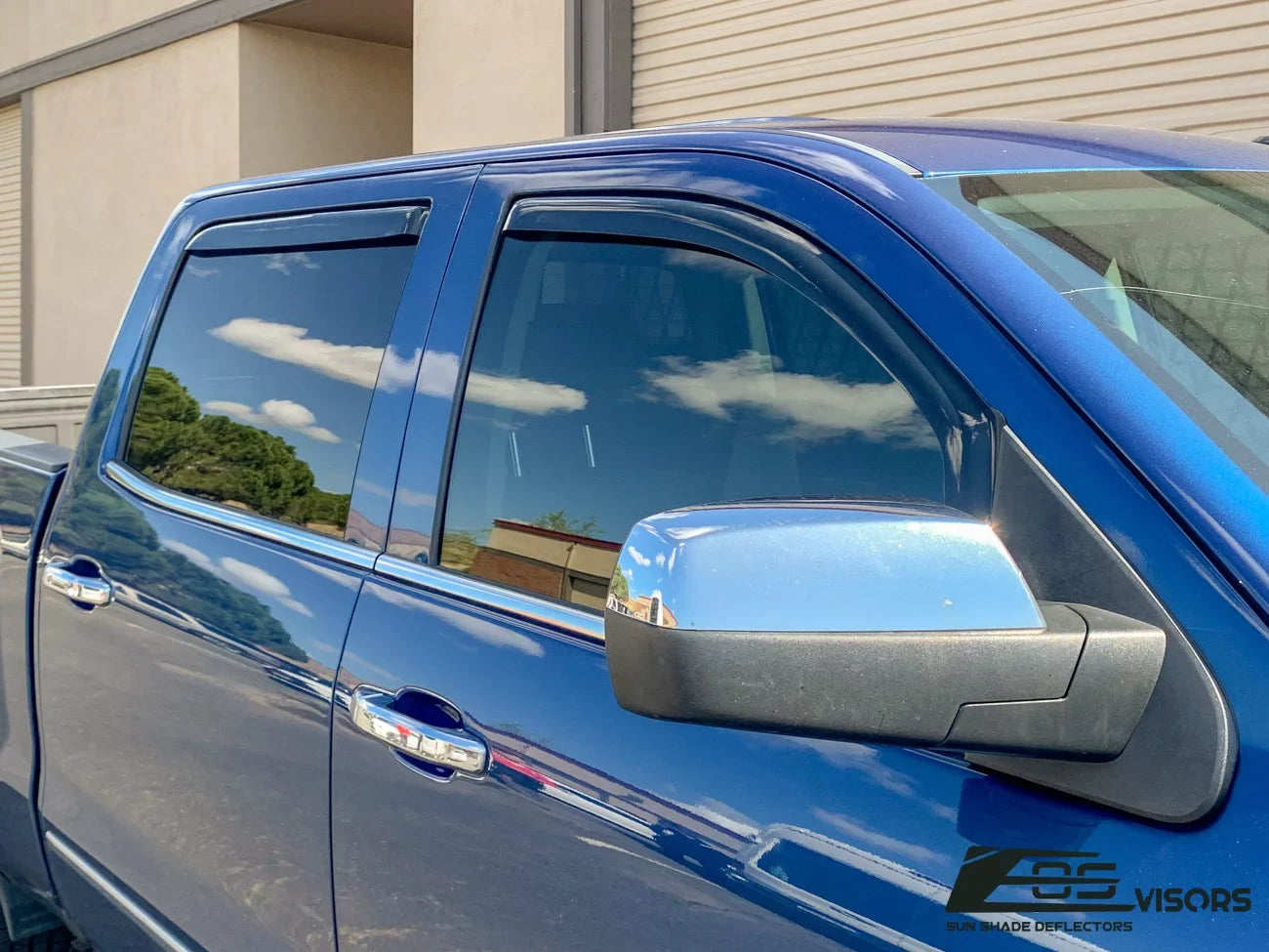 Extreme Online Store Fits  2014-2018 Chevrolet Silverado 1500 Crew Cab Models |  Visors - Style   Side Vents Window Deflectors Rain Guards