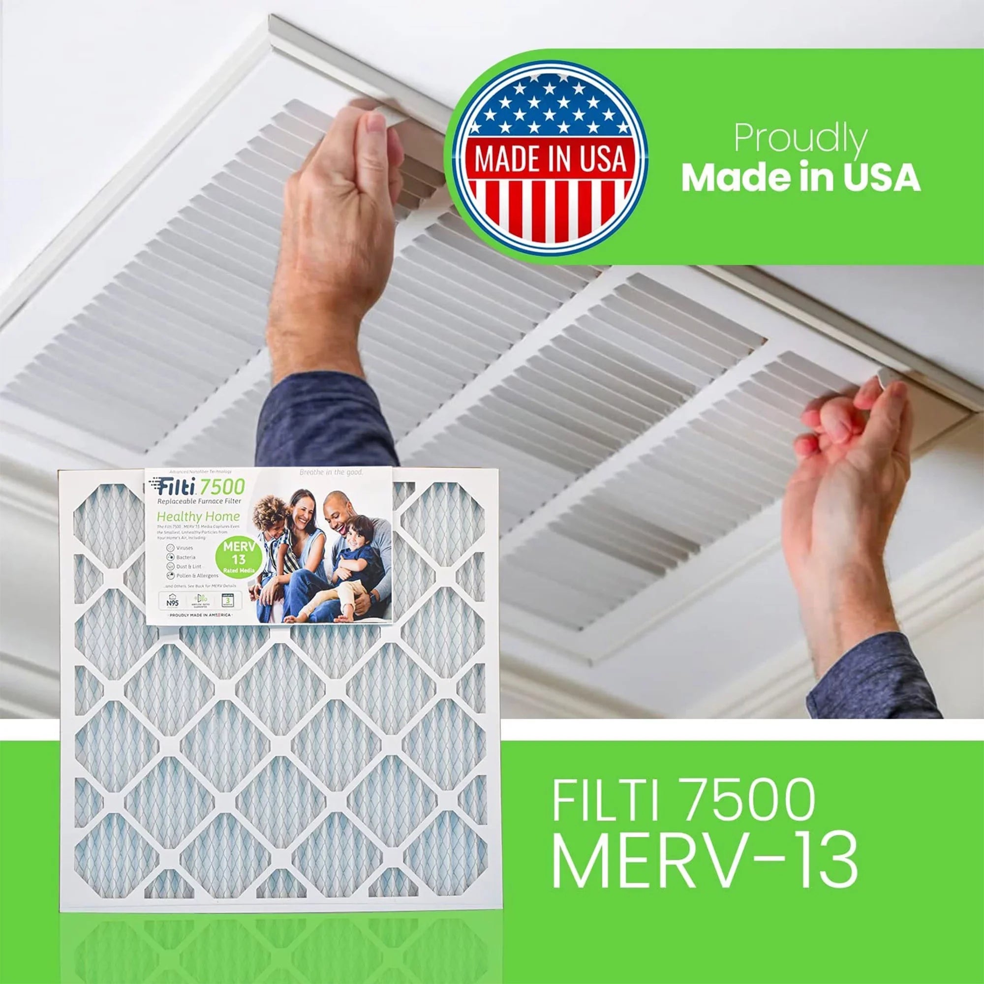 Filti 7500 Pleated Home  Furnace 20x20x2  13 Air Filter (2 Pack)