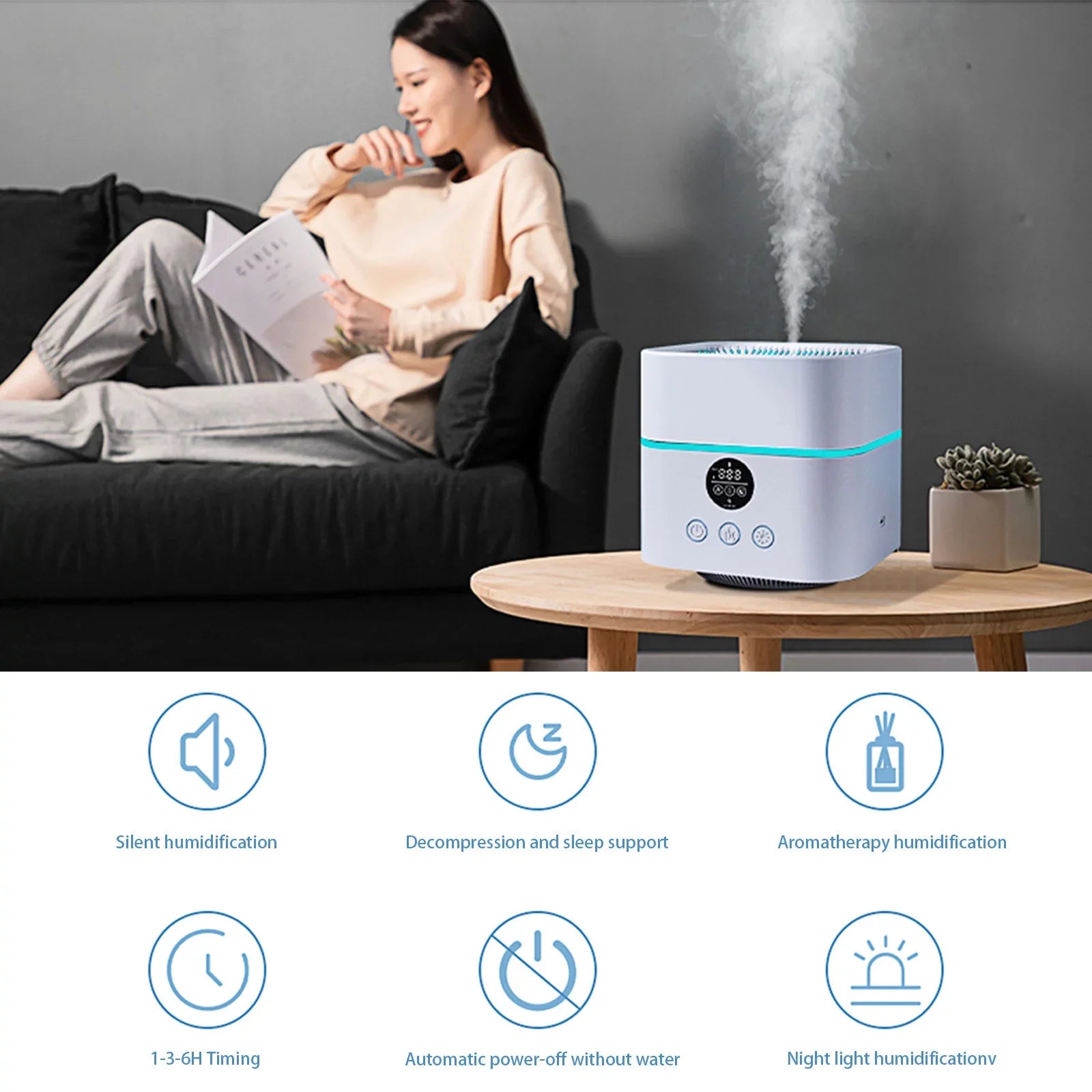 Purifier For Home Bedroom Portable Purifier Desktop  Cleaner | Humidifier | Aroma Diffuser With Color Night Light Humidifiers For Home Small Humidifier