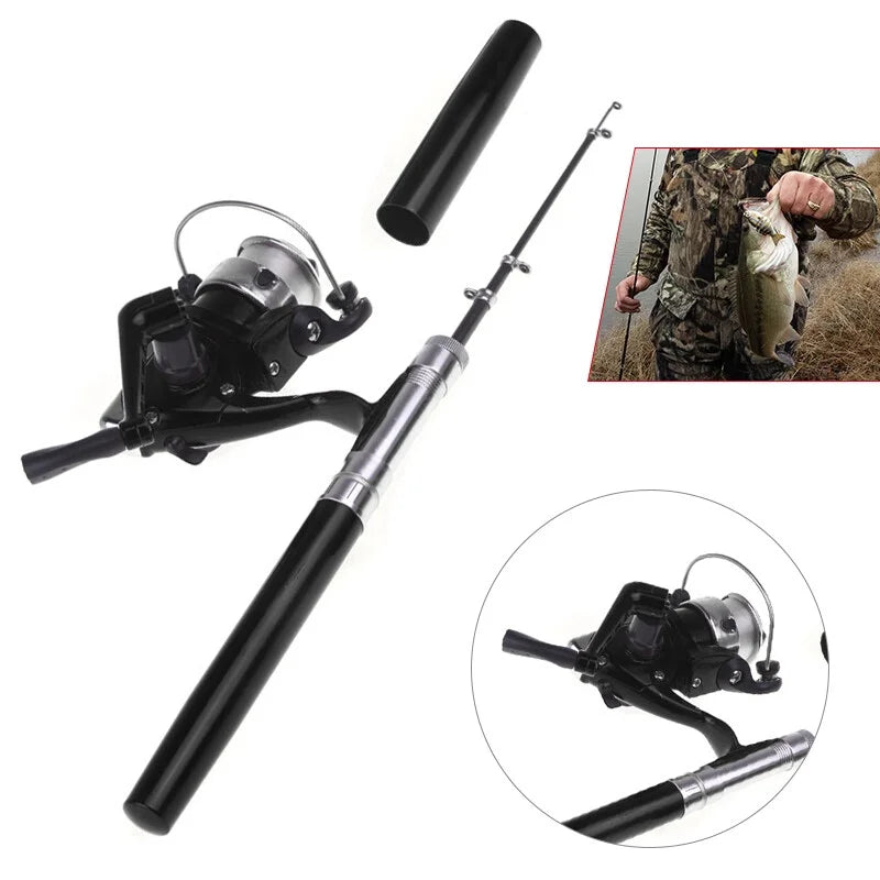 Mini Aluminum Pocket Pen Fishing Rod Pole + Reel