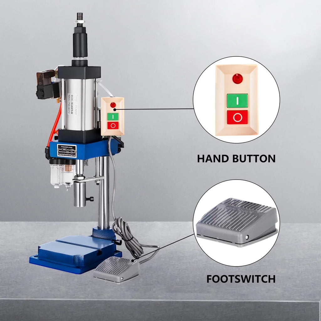 Pneumatic Punch Press Machine 440LB/200KG Pressure, Desktop Punching Press Machine 110V ,Cylinder Stroke Pneumatic Press 0.4-0.7 Mpa Operation Pressure