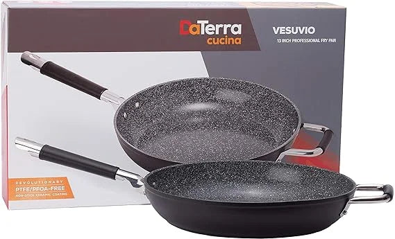 DaTerra Cucina Professional 13 Inch Nonstick Frying Pan | Italian Made Ceramic Nonstick Pan Sauté Pan, Chefs Pan, Non Stick Skillet Pan for Cooking, Sizzling, Searing, Baking and More