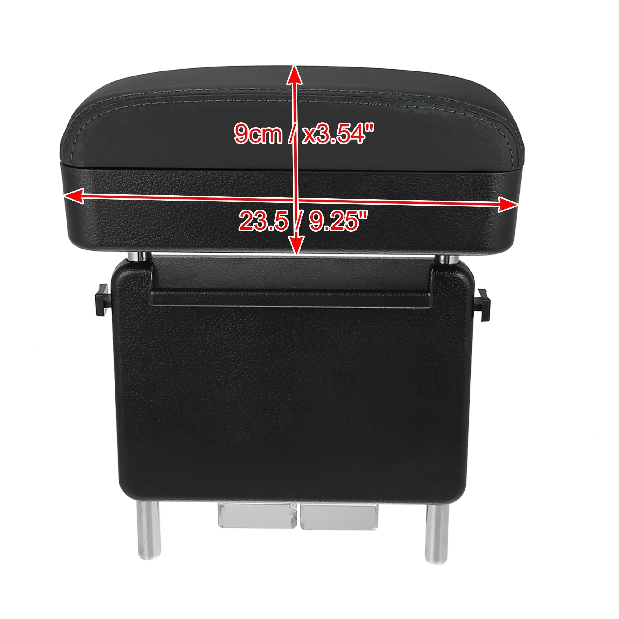 Car Center Armrest Box Seat Gap Adjustable Armrest Storage Organizer Box Armrest Black  Leather with Black Line