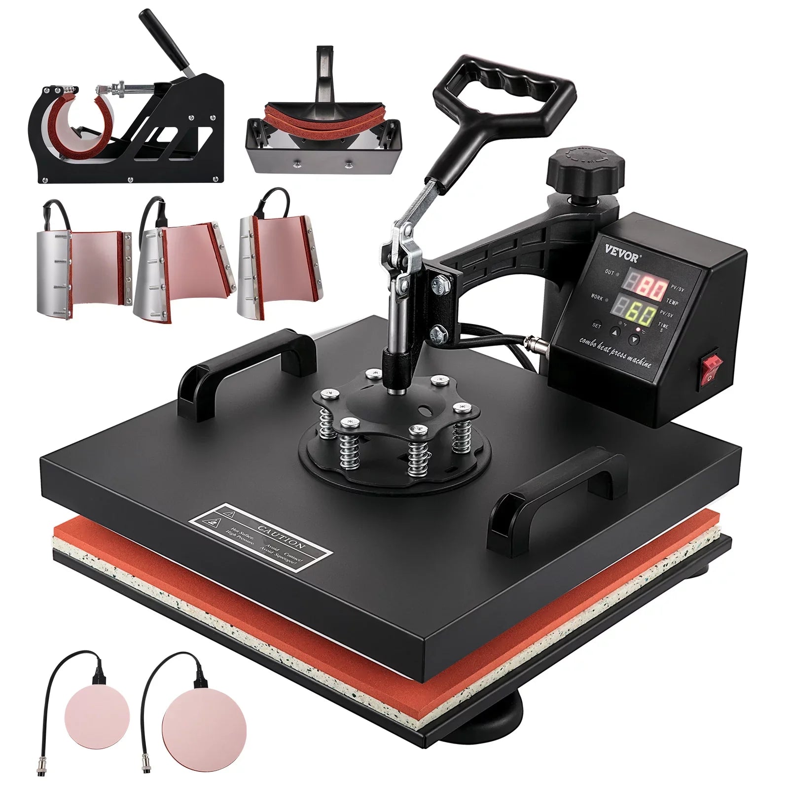 Heat Press Machine 15"x15" 8 in 1 Combo Digital Multifunctional Sublimation Heat Transfer Machine Dual  Display 360 Degree Rotation Swing Away