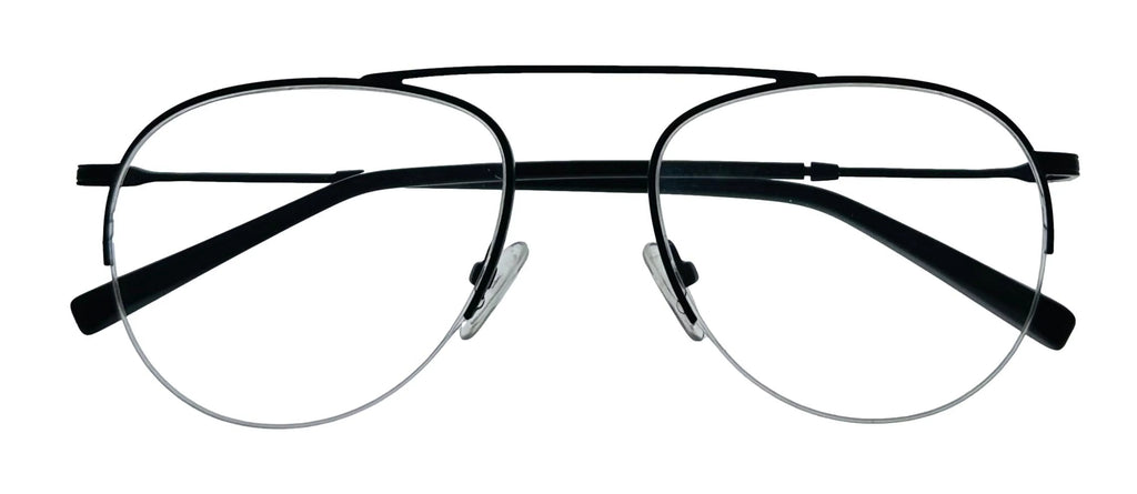 Jones New York Mens Matte Black Rimless Metal Eyewear Aviator Frame. J359. 53mm