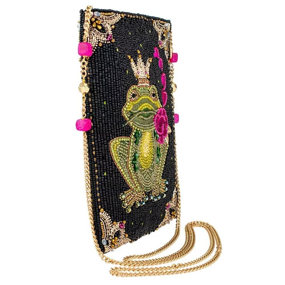 Mary Frances Kiss Me Beaded Frog Prince Crossbody Phone Bag Multi Handbag New