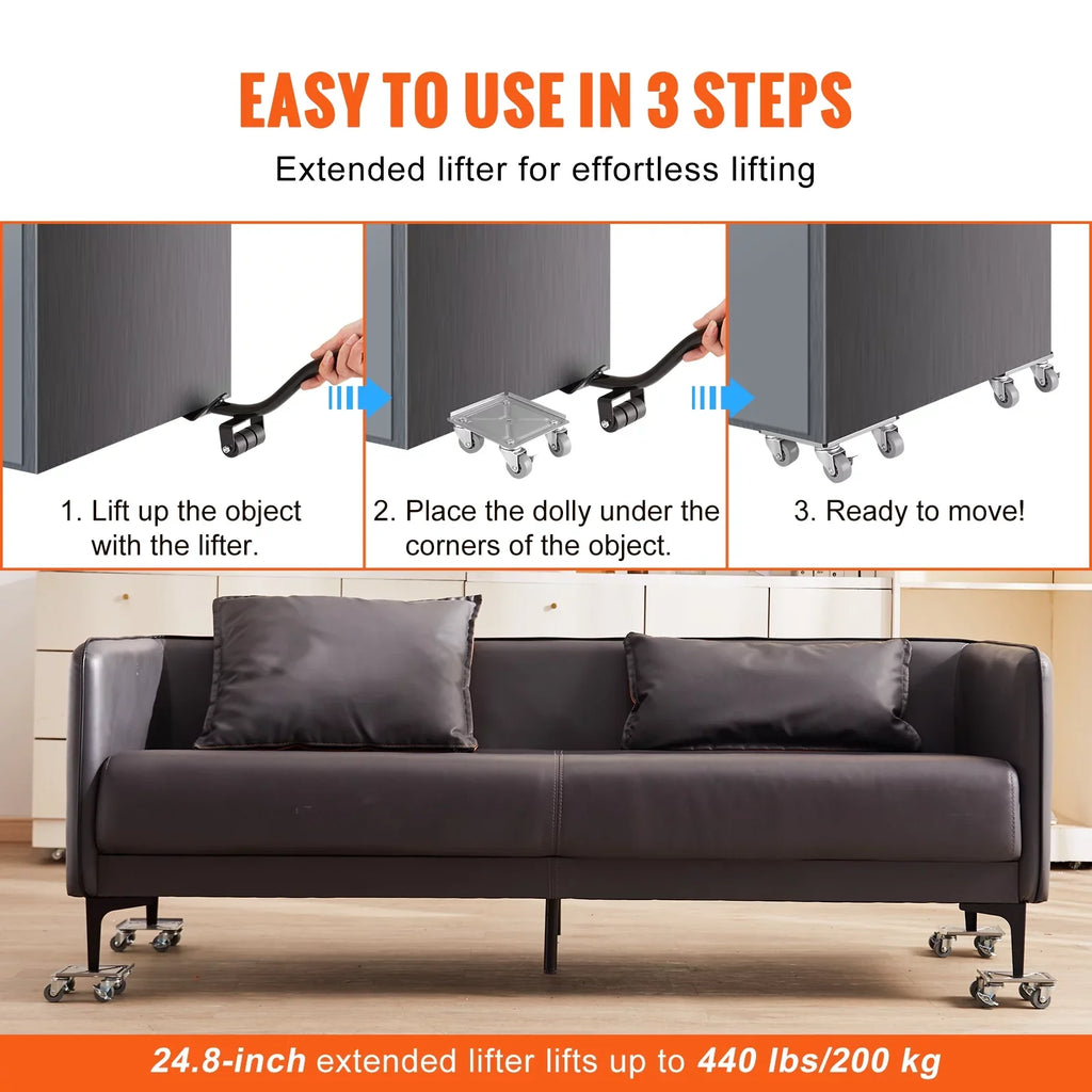 Furniture Dolly, 500 Lbs Capacity Furniture Lift Mover Tool Set for Moving Heavy Furniture Refrigerator Sofa,Furniture Moving Dollies with 360°  Swivel Wheels & Carbon Steel Panel