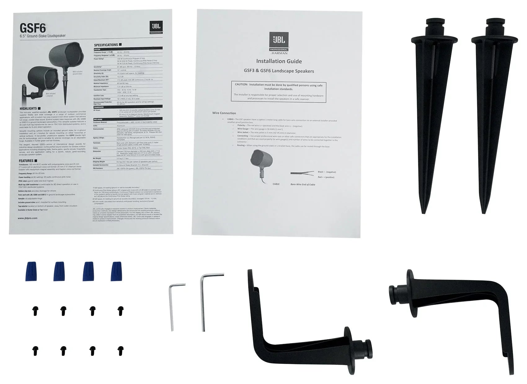 (16)  GSF6- 6.5" Landscape Ground Stake/Wall 70v Commercial Speakers+Amp