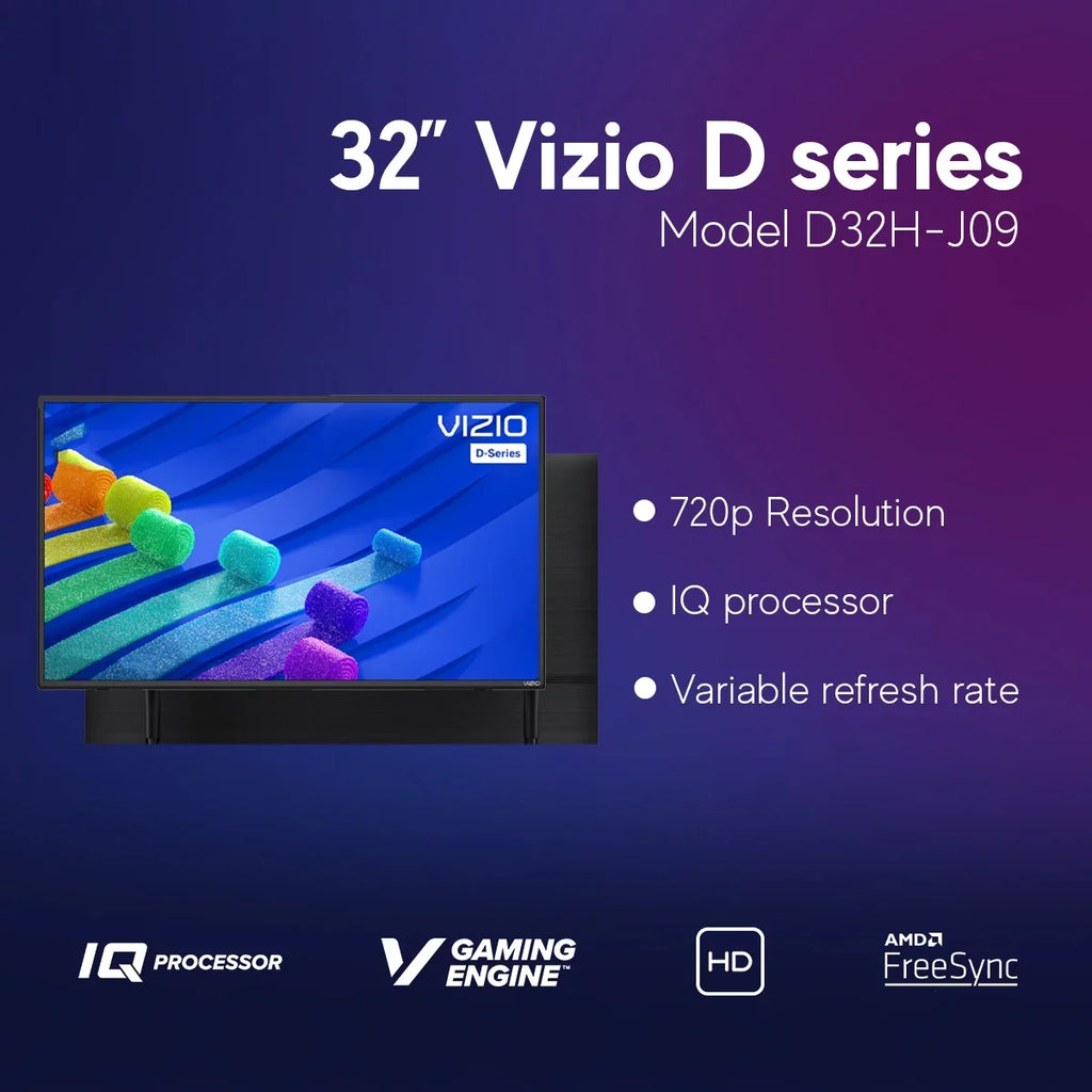 Restored  32 Inch D Series Class  720p Smart    Processor, V-Gaming Engine, with AirPlay and Chromecast Built-in + Free Wall Mount (No Stands) - D32H-J09 (Refurbished)