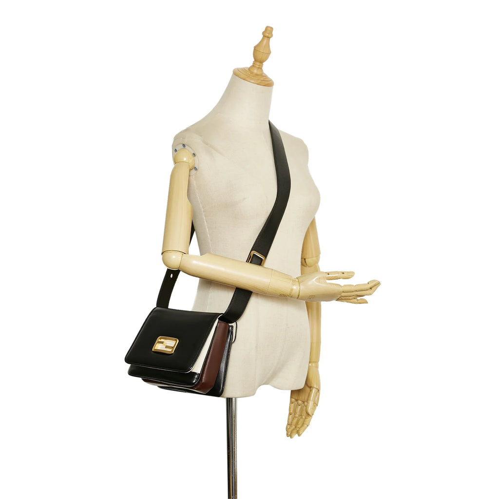 Pre-Owned Authenticated Fendi Small  Crossbody Bag Calf Leather Black Unisex (Good)