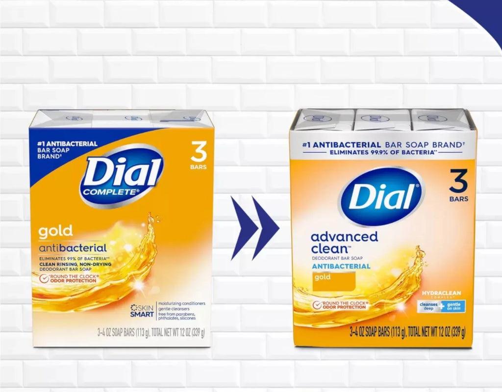 Dial Antibacterial Deodorant Soap Bar, Gold, 4 oz bars, 3 ea (Pack of 6)
