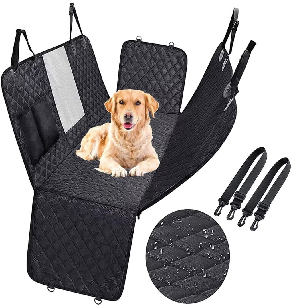 Dog Car Seat Covers with Mesh Window, Waterproof Dog Cover Back Seat, Scratchproof Dog Car Hammock Dogs Protection Cover for Cars SUVs & Trucks