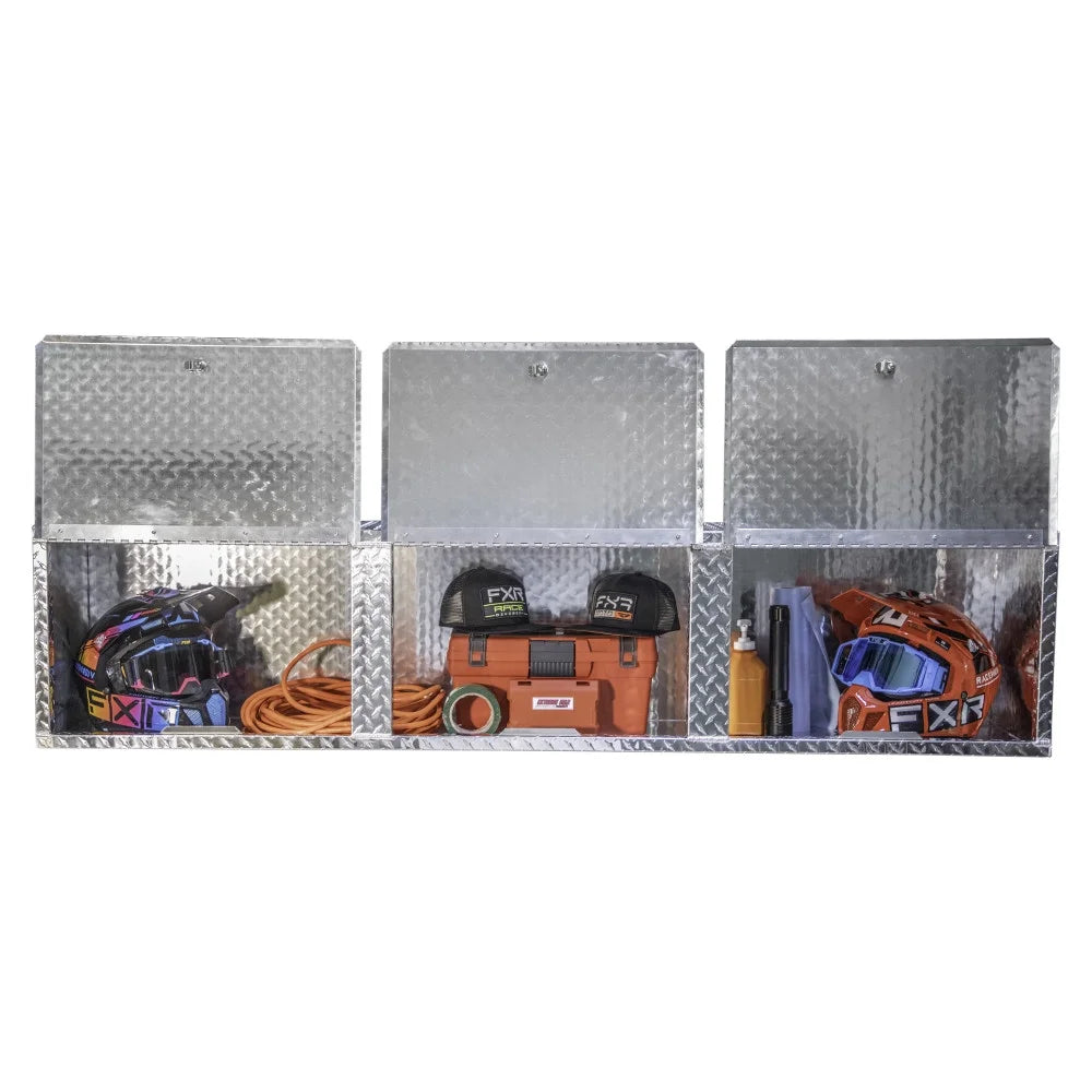 Extreme Max 5001.6427 Diamond Plated Aluminum Overhead Cabinet for Garage, Shop, Enclosed Trailer - 72", Silver