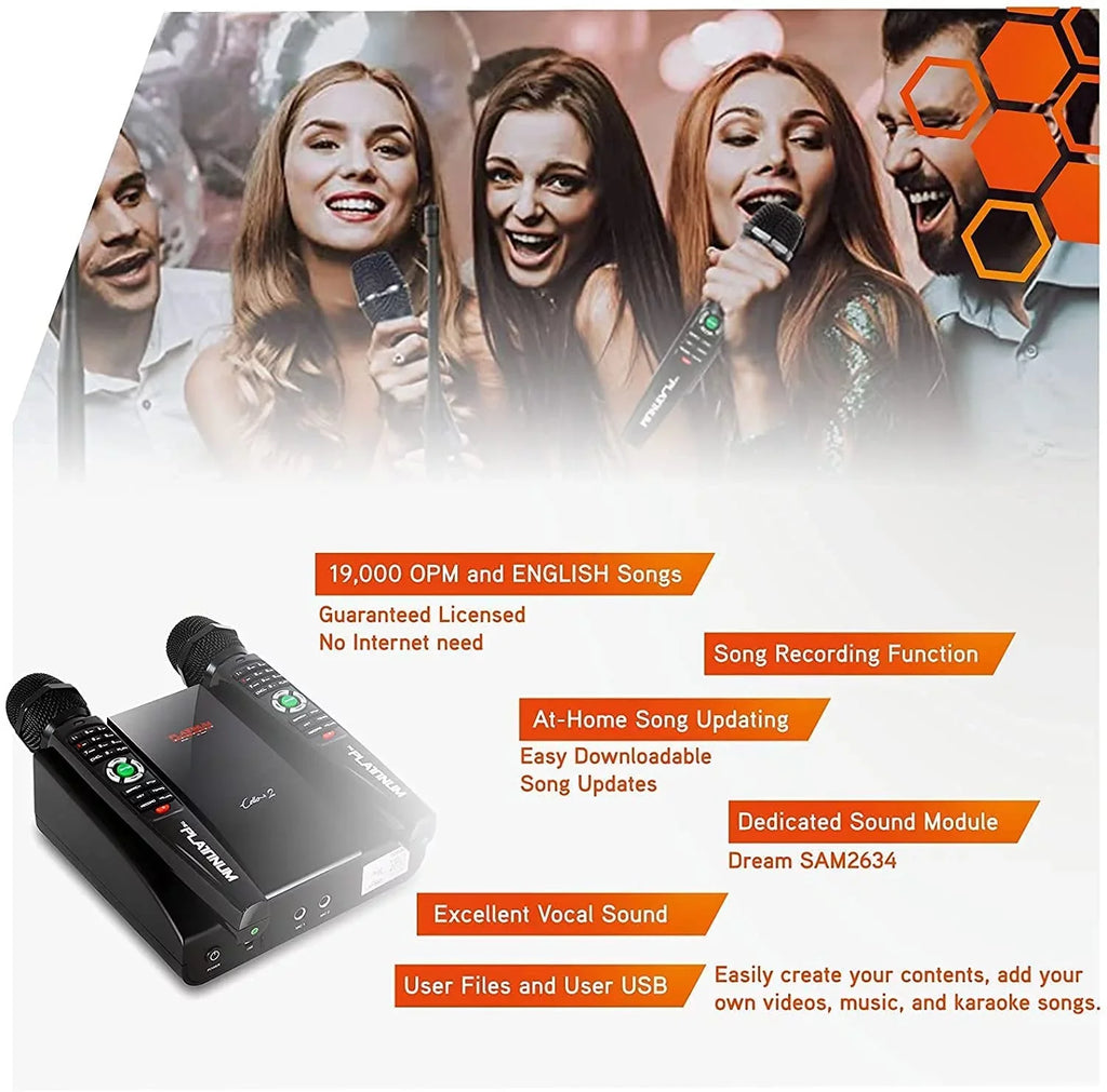 2023 Platinum Cello2 Karaoke Machine for  with Lyrics Display Built-in 23K+ Aldult Kids Mixed Language MVs & Songs 2 Upgraded Wireless Mic Digital Video Song Recording