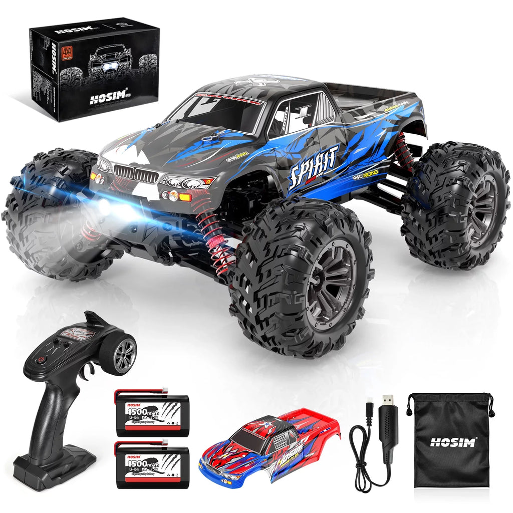 Hosim 1:16 Scale 36+ kmh High Speed  Trucks for Adults - 4WD Electric Off-Road Waterproof  Cars Radio Control Vehicle with 2 Batteries All Terrian  Monster Trucks for Boy