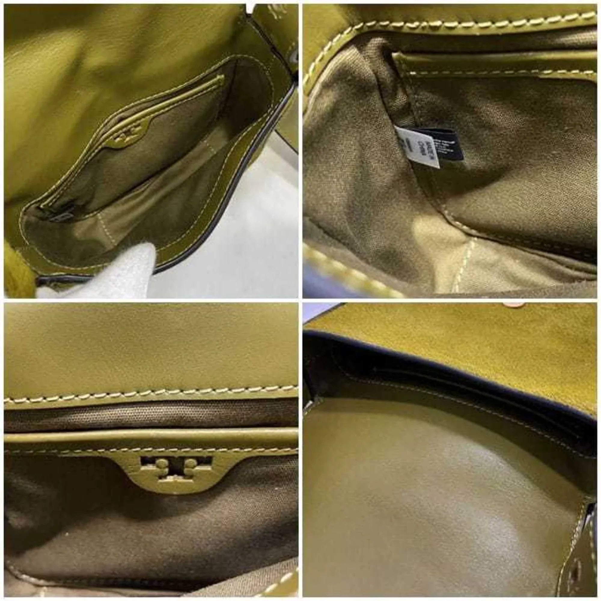 Pre-Owned Tory Burch Bag Green Half Moon Harako Leather   Flap Belt Women's (Good)
