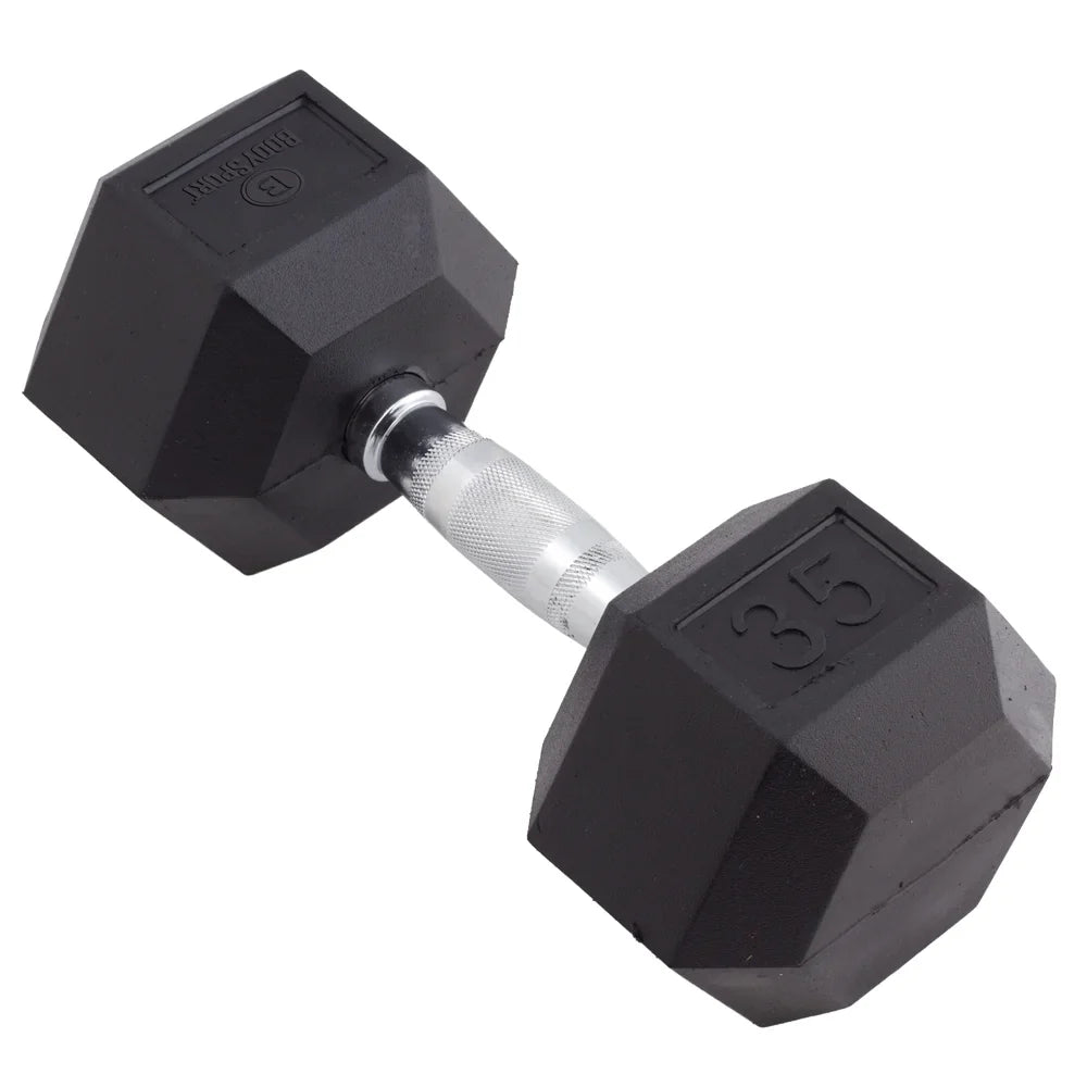 Body Sport Rubber Encased Hex Dumbbell Weight – Dumbbells for Exercises – Strength Training Equipment – Home Gym