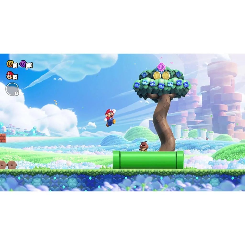 Nintendo Switch  with White Joy‑Cons and Super Mario Bros Wonder Bundle