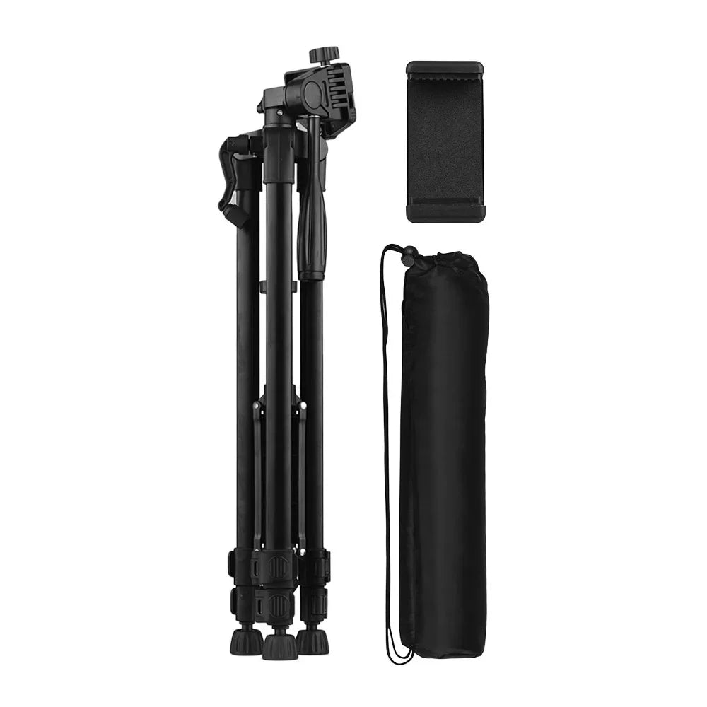 Andoer Lightweight Photography Tripod Stand Aluminum Alloy 3kg Load Capacity Max. Height 135cm/53in with Carry Bag Phone Holder for  Camera Smartphone
