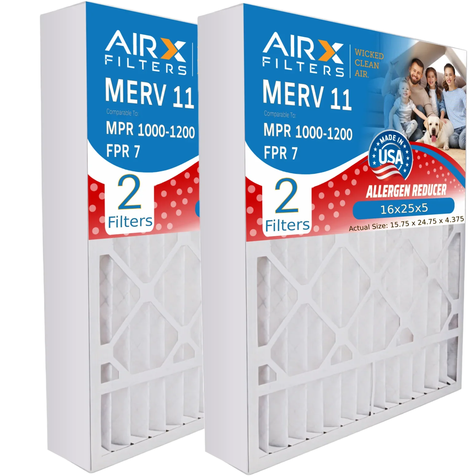 16x25x5 Air Filter  11 Comparable to  1000,  1200 &  7 Compatible with Lennox X0583 Air Filter 2 Pack by     .