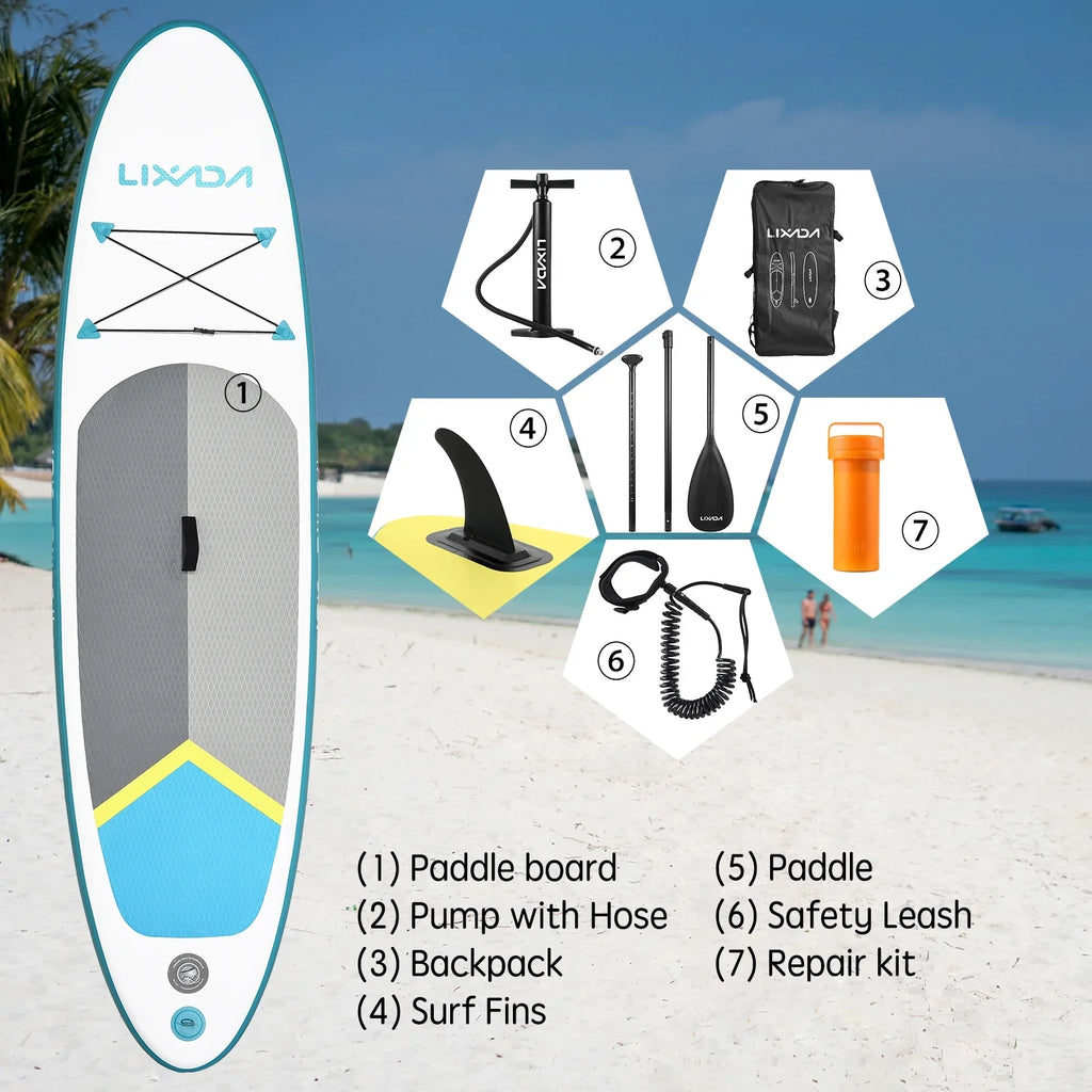 Lixada Surfboard Set, Inflatable Paddle Board for Water with Travel Backpack