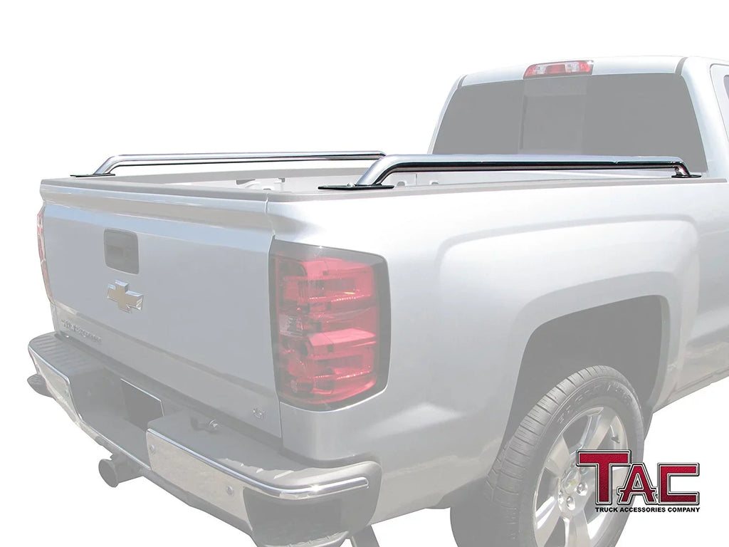Bed Rails Fit 2014-2024 Chevy Silverado/ Sierra 1500 6.5ft Standard Bed(Excl. Denali CarbonPro Editions) 304 Stainless Steel Truck Side Rails Accessories 2pcs