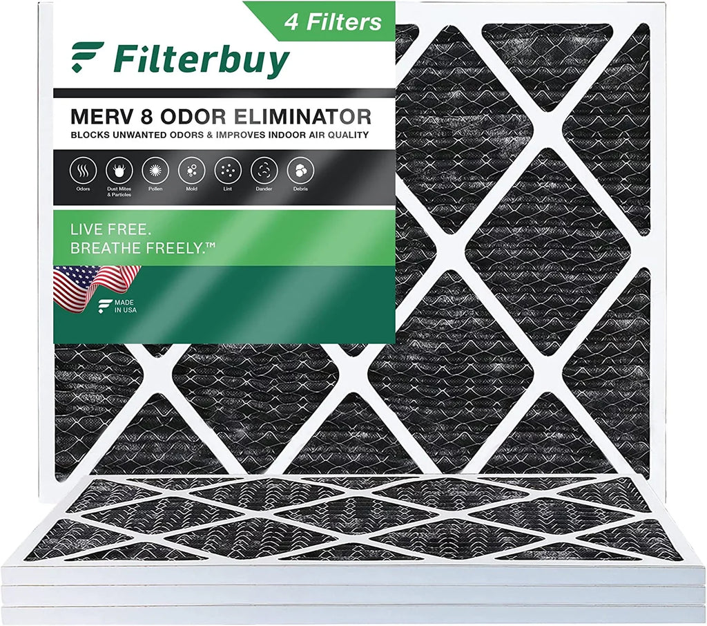 Filterbuy 16x20x1  8 Odor Eliminator Pleated   Furnace Air Filters with Activated Carbon (4-Pack)