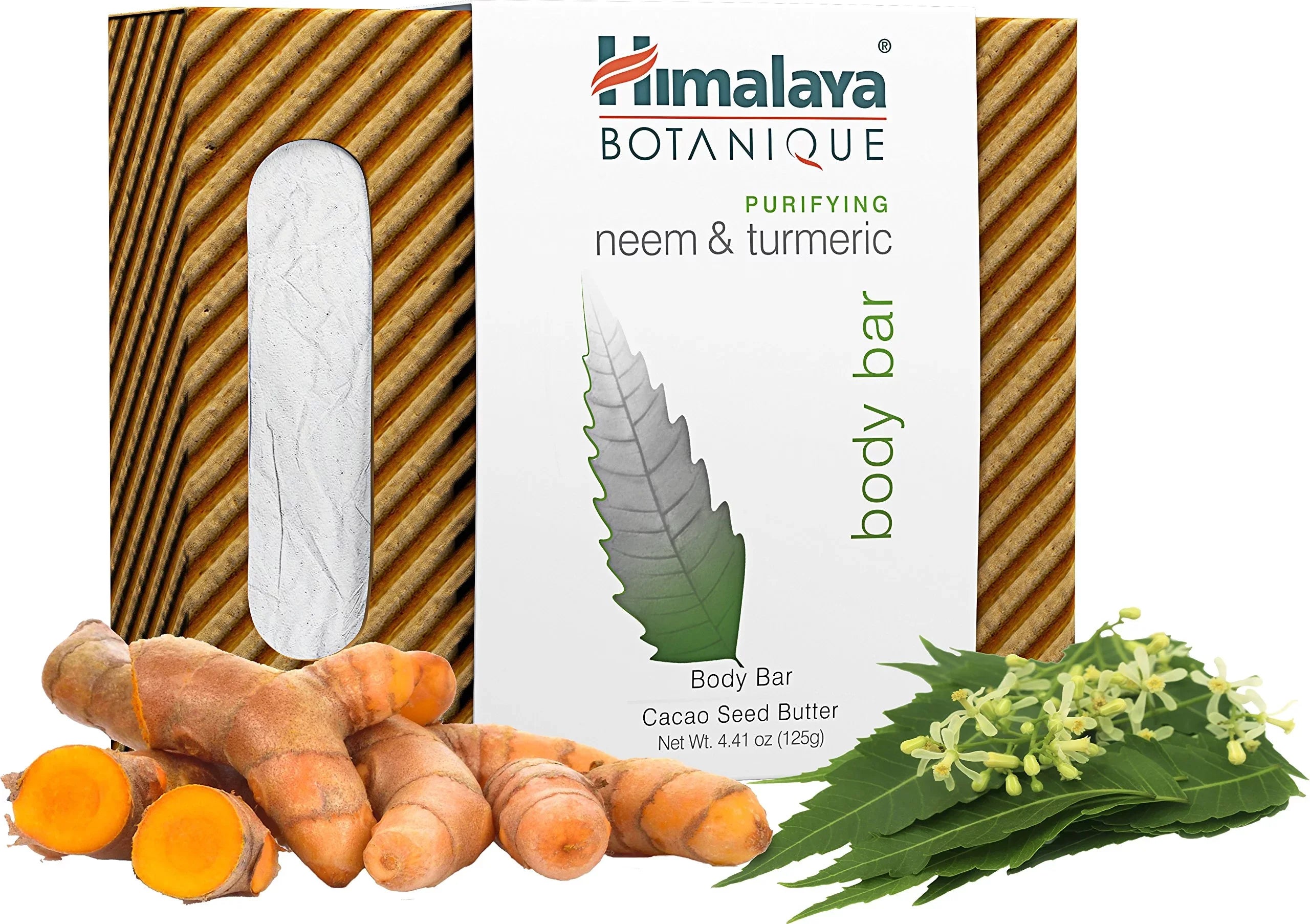 Himalaya Botanique Purifying Neem & Turmeric Body Bar For A Total Body Deep Cleaning, For Oily And Acne Prone Skin, 4.41 Oz (Pack Of 4).