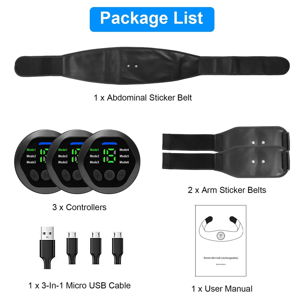 iMounTEK Muscle Stimulator Workout Equipment Abdominal Toning Belt  Training Fitness Equipment Waist Trimmer Belt, 6 Modes, 18 Intensity Levels, Home Office Equipment