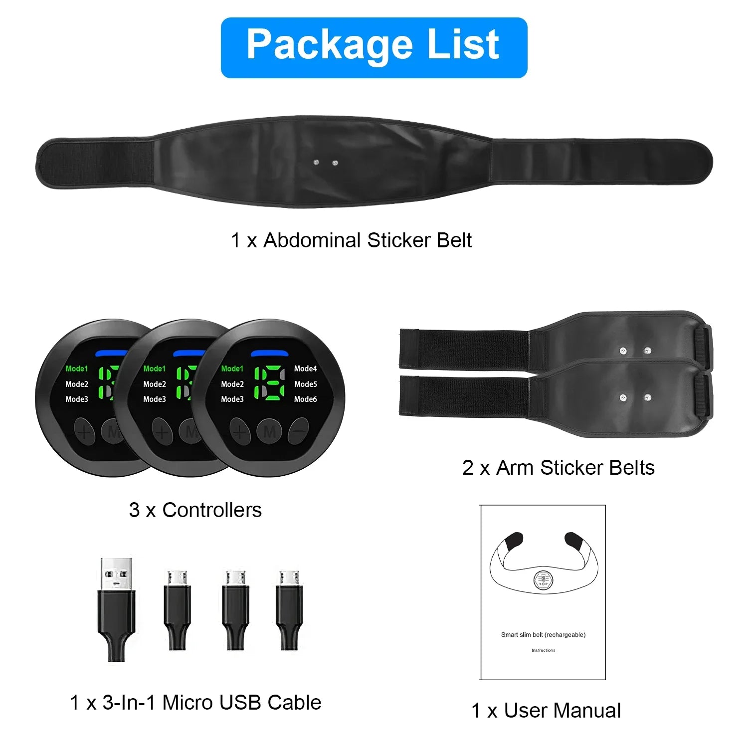 iMounTEK Muscle Stimulator Workout Equipment Abdominal Toning Belt  Training Fitness Equipment Waist Trimmer Belt, 6 Modes, 18 Intensity Levels, Home Office Equipment