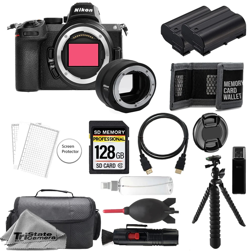 Nikon Z5 Mirrorless Digital Camera (Body) w/    Mount Adapter+ 128GB + Extra Battery+ Tripod- Accessory Kit