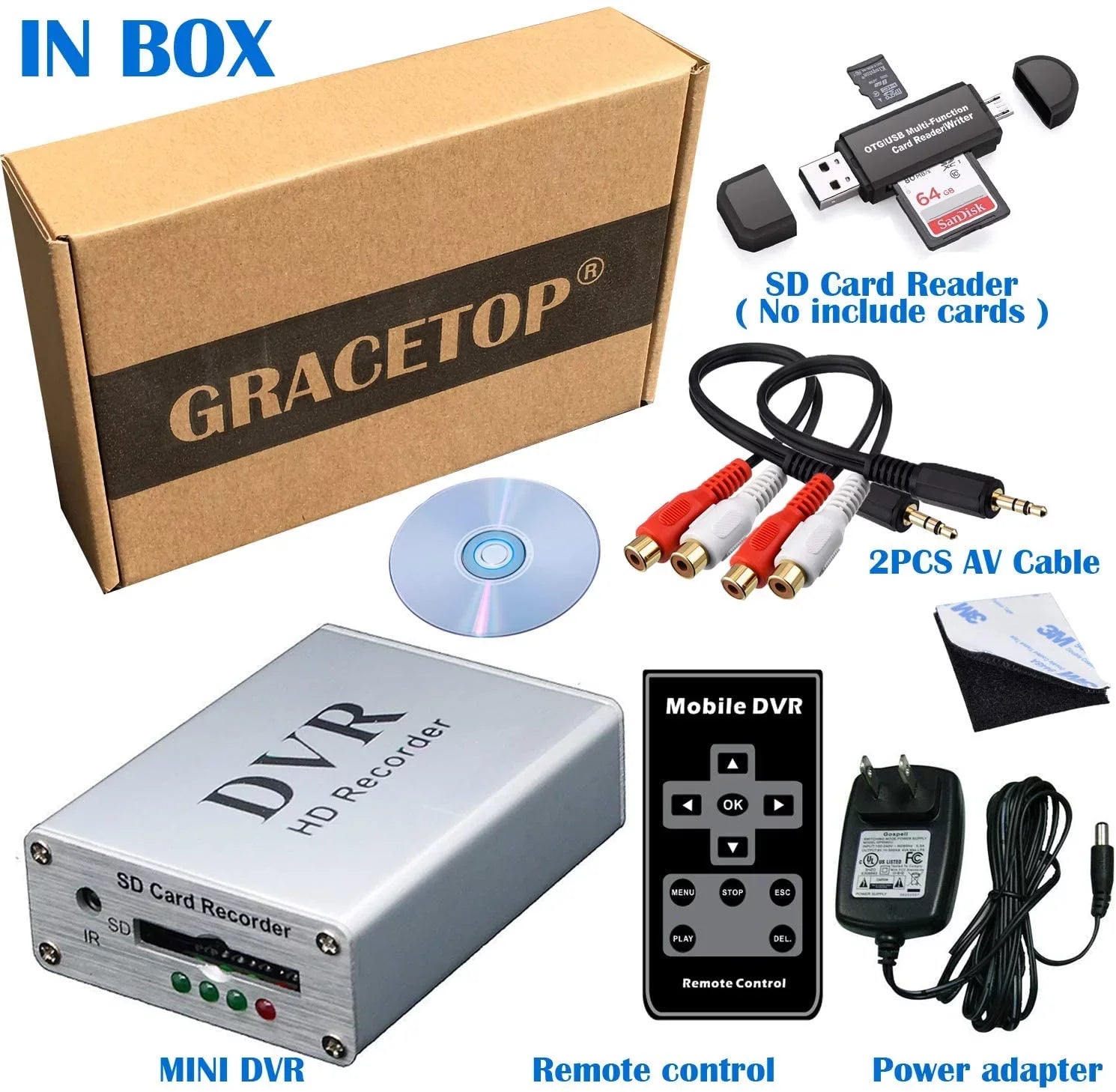 Car Camera Mini  with  Card Reader,  Card Real-time Digital Video Recorder for  Camera Hi8 Camcorder   Box -4 CH1