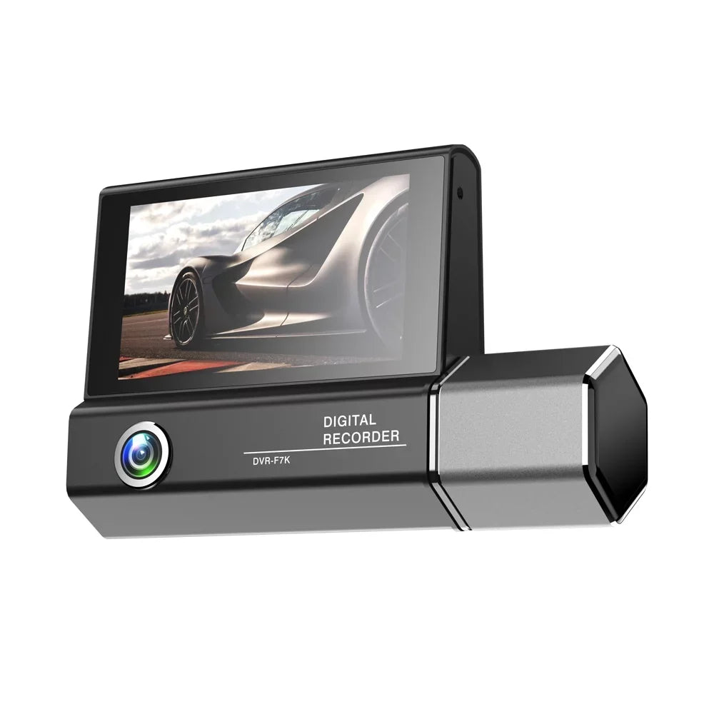 Walmeck 3 Cameras Dash Cam 4in Clear Car Rearview Mirror Car Video Recording Car Recorder Auto Safety Driving Recorder