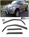 Extreme Online Store for 2009-2014 Ford F-150 Crew Cab |  Visors in-Channel Style Smoke Tinted Side Vents Window Deflectors Rain Guards