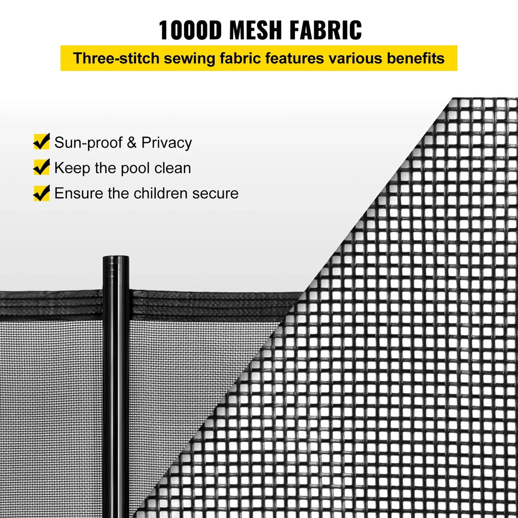 Pool Fencing Mesh, 4 x 12 ft Swimming Pool Fence, 1000D  Fabric Removable Pool Fence with Aluminum Poles and Foot Tubes, Breathable Pool Fences for Inground Pools for Security and Privacy