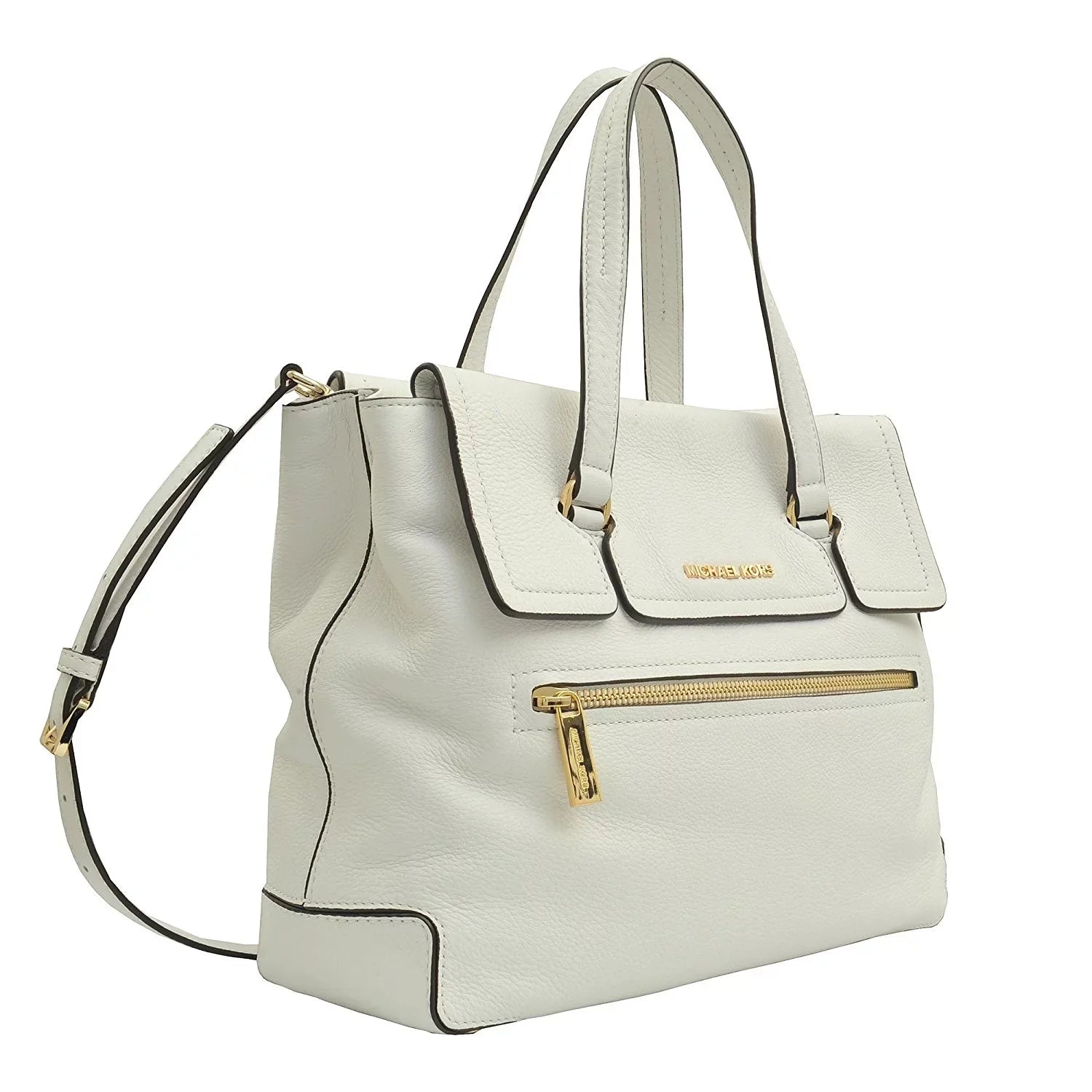Michael Kors Mackenzie Large Leather Tote in Optic White