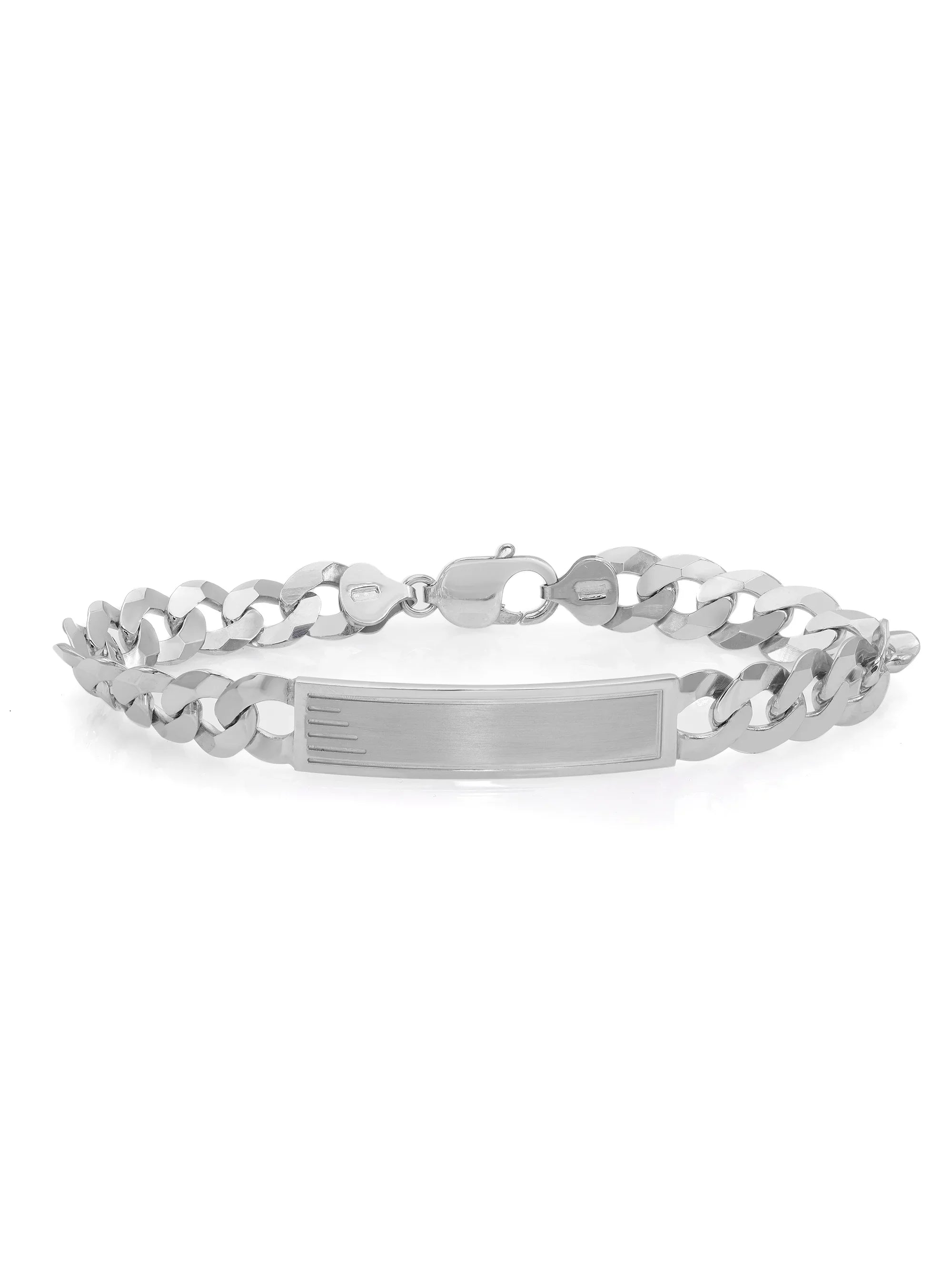 Curb Cuban Link Chain Mens  Polished Bracelet 925 Sterling Silver 9 Inches