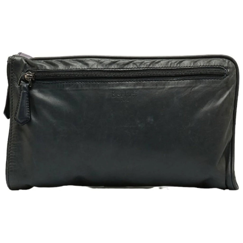 Pre-Owned Berluti Second Bag Clutch Gray Purple Leather Men's (Good)