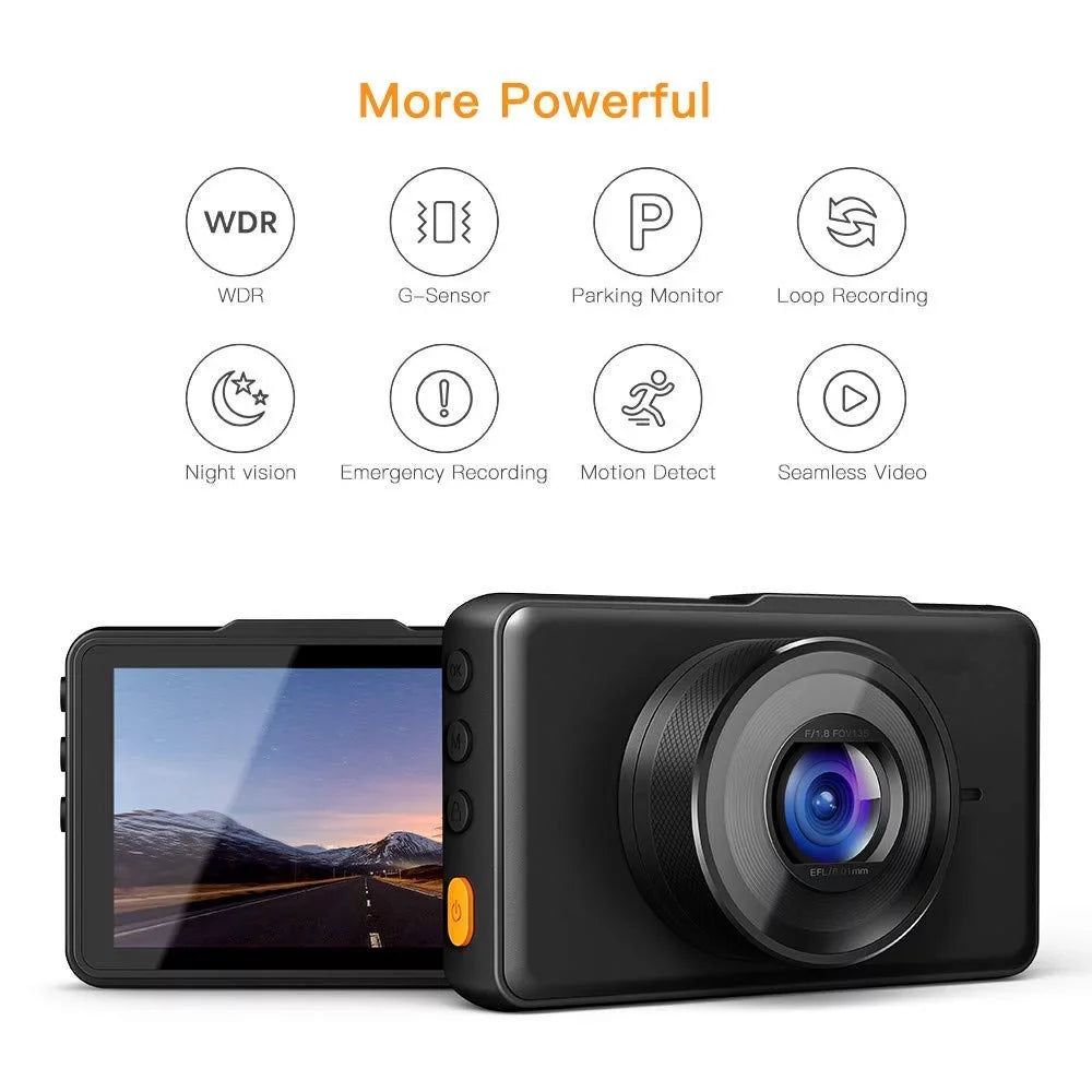 Dash Cam 1080P   Car Driving Recorder 3"  Screen 170°Wide Angle, G-Sensor, , Parking Monitor, Loop Recording, Motion Detection