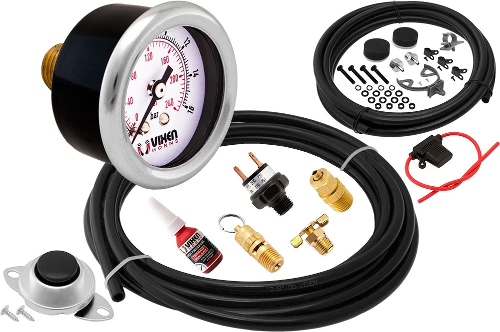 Vixen Horns  Train Horn Kit for Trucks/Car/Semi. Complete Onboard System- 200psi Air Compressor, 3 Gallon Aluminum Tank, 8 Trumpets.Super Loud dB.Fits Vehicles like Pickup/Jeep VXO4830AB/8124XB