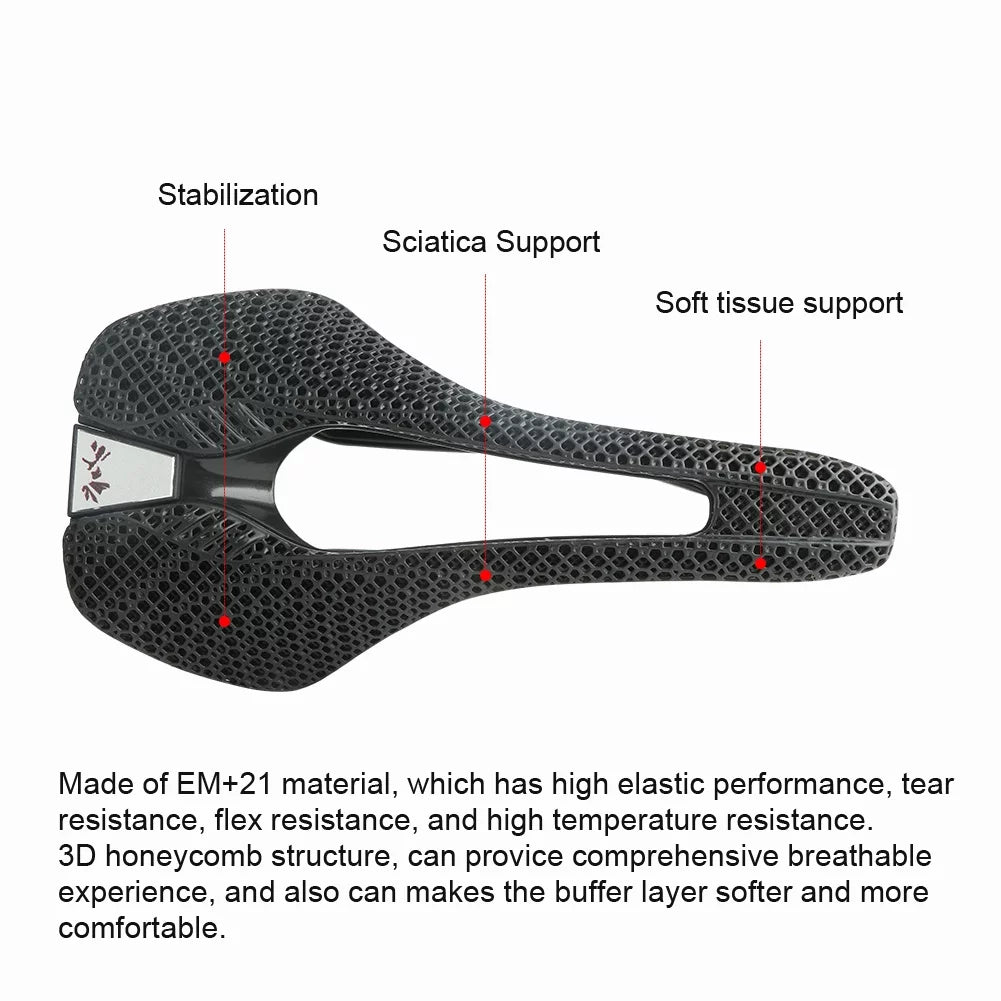 30CRMO 3D Printed Saddle  Mountain Road Cycling Saddle Comfortable Honeycomb Structure Hollow Cushion
