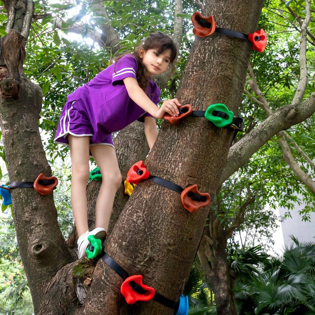 Brizi Living 18 Tree Climbing Holds and 6 Sturdy Ratchet Straps for Kids Tree Climbing, Large Climbing Rocks for Outdoor Warrior Obstacle Course Training