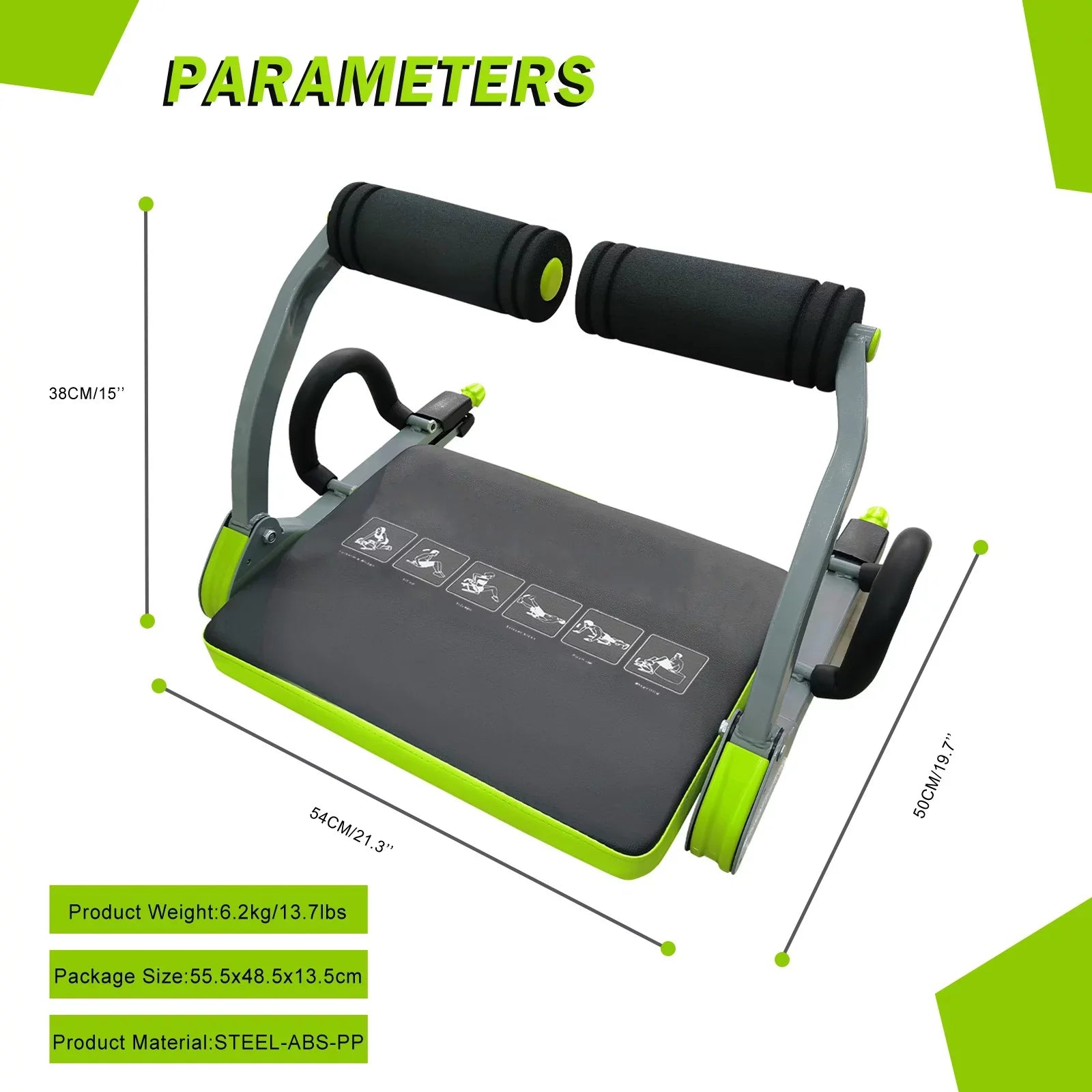 Cardio Home Abdominal Trainers with Resistance Bands and Fitness Guide, Cardio Body Muscle Toning Core Strength Fitness Equipment Muscles Building Exercises