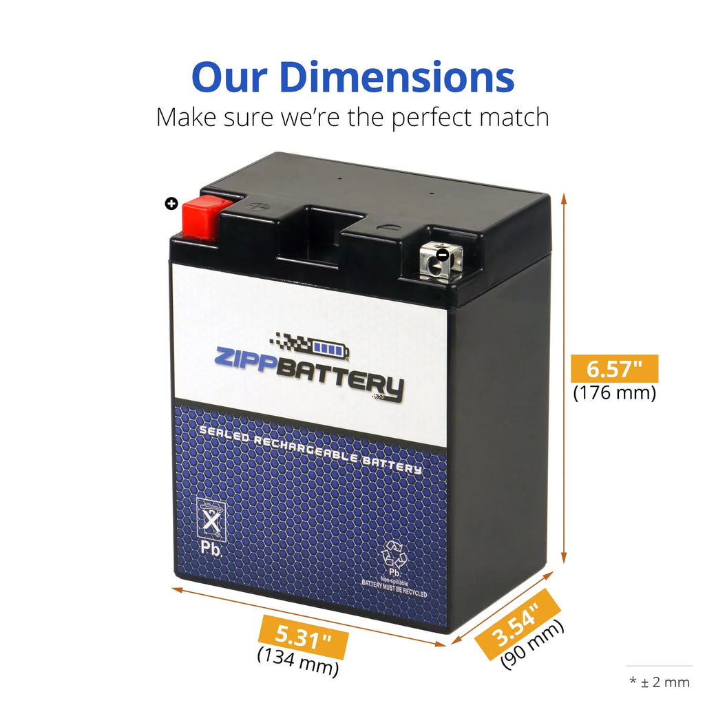 Zipp Battery YTX14AH- (14AH- 12 Volt,12 Ah, 210 ) Atv Battery for Suzuki 250cc Lt-4wd Quadrunner 1990