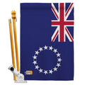 Americana Home & Garden ---140059---D-US18- 28 x 40 in. Cook Islands Flags of the World Nationality Impressions Decorative Vertical Double Sided House Flag Set & Pole Bracket Hardware Flag