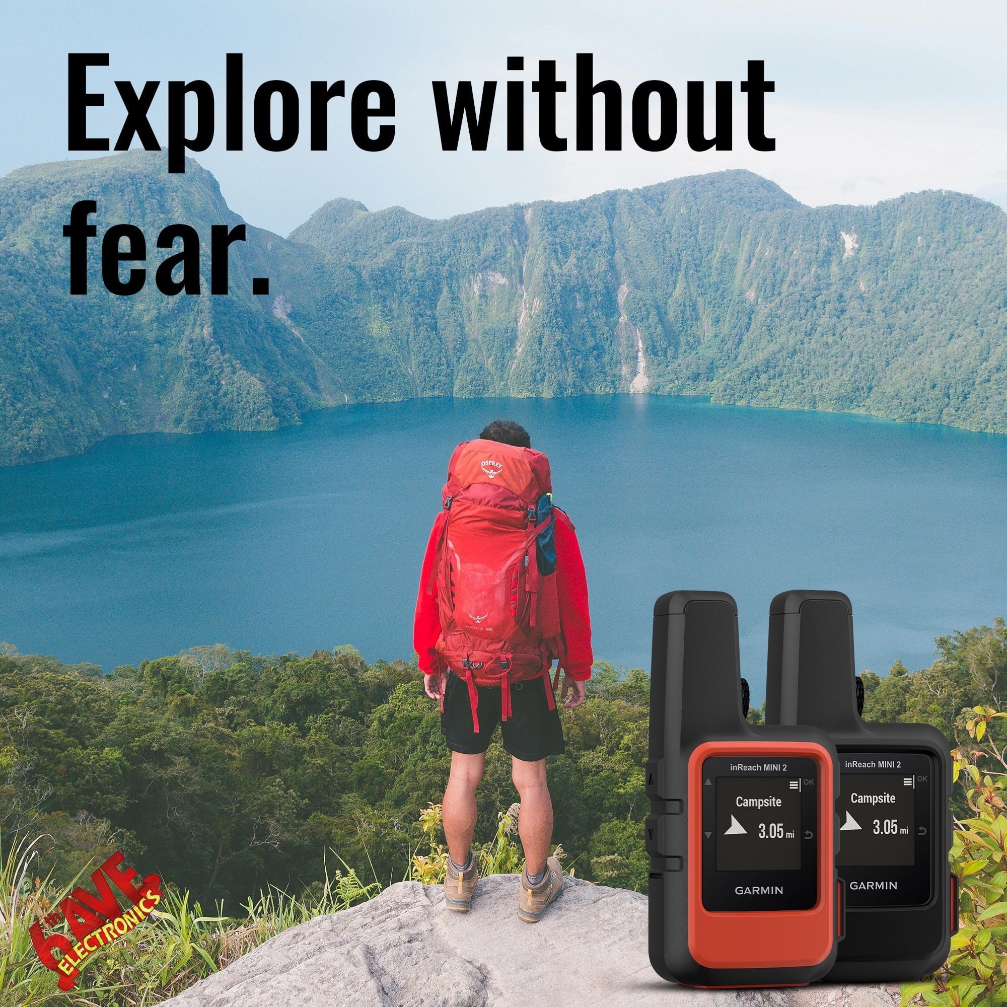Garmin inReach Mini 2 Satellite Communicator (Black) with Power Adapters