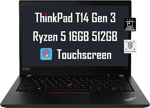 Lenovo ThinkPad T14 Gen 3 14"  Touchscreen ( Ryzen 5 Pro 6650U, 16GB DDR5 , 512GB , 6-Core(Beats i7-1165G7)) Business Laptop, Backlit, Fingerprint,  Webcam, 3-Yr Warranty, Win 11 Pro